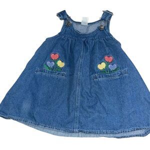Unbranded Denim Skirtall w/ Embroidered Heart Flowers &‎ Pockets - Size 3T